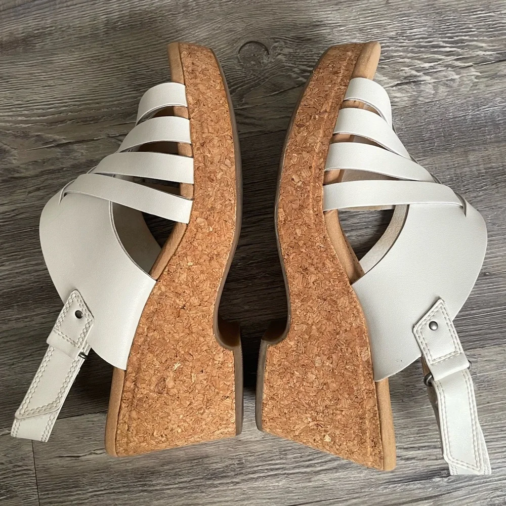 Elegant White Cork Wedge Sandals